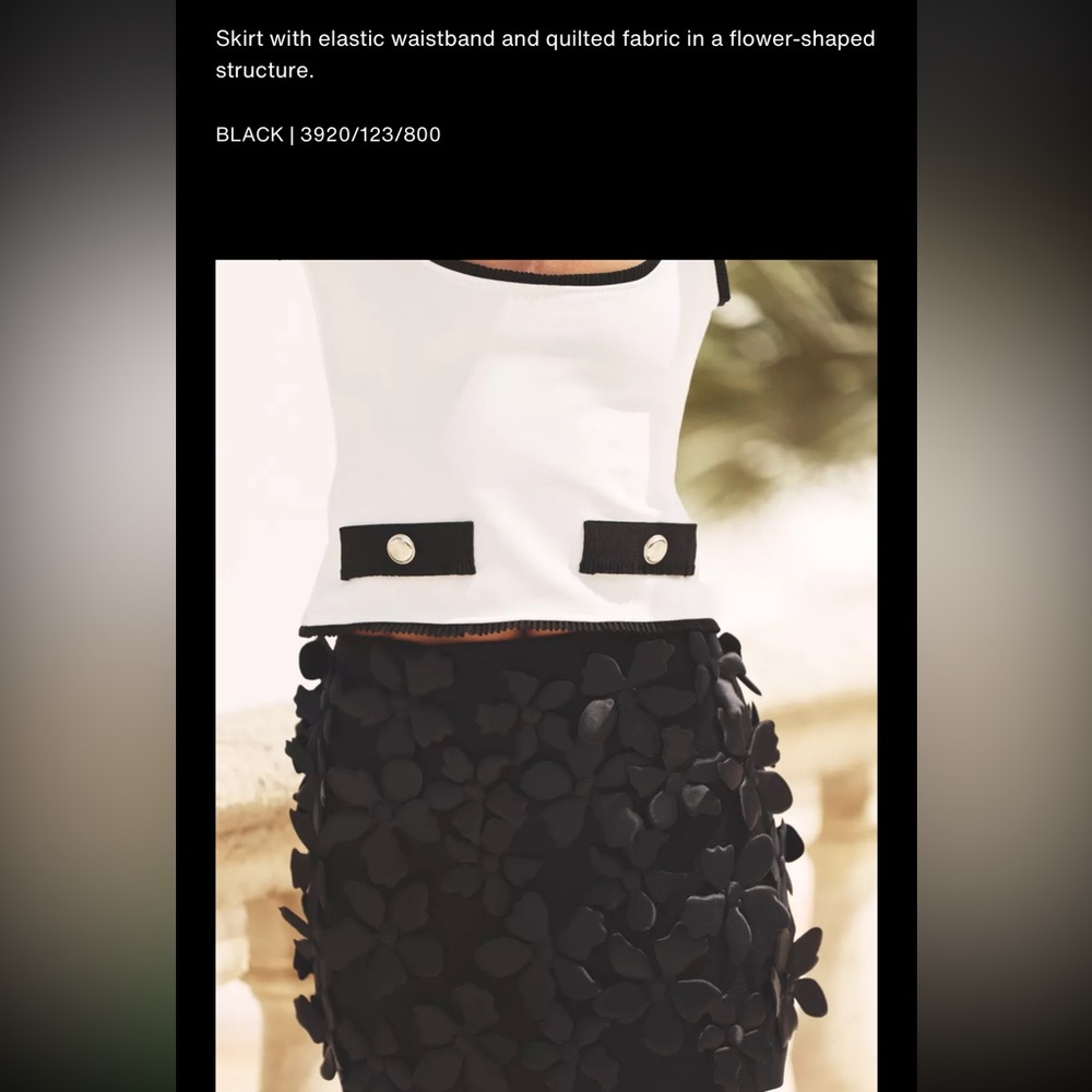 Zara floral structure knit mini skirt, raised 3D flowers - Picture 5 of 9